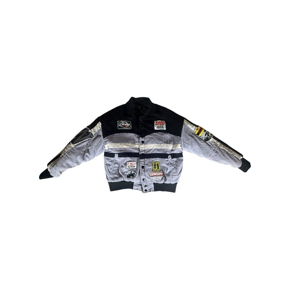 Pacsun Racing Bomber Jacket Adult Medium Grey Black Team USA Mens